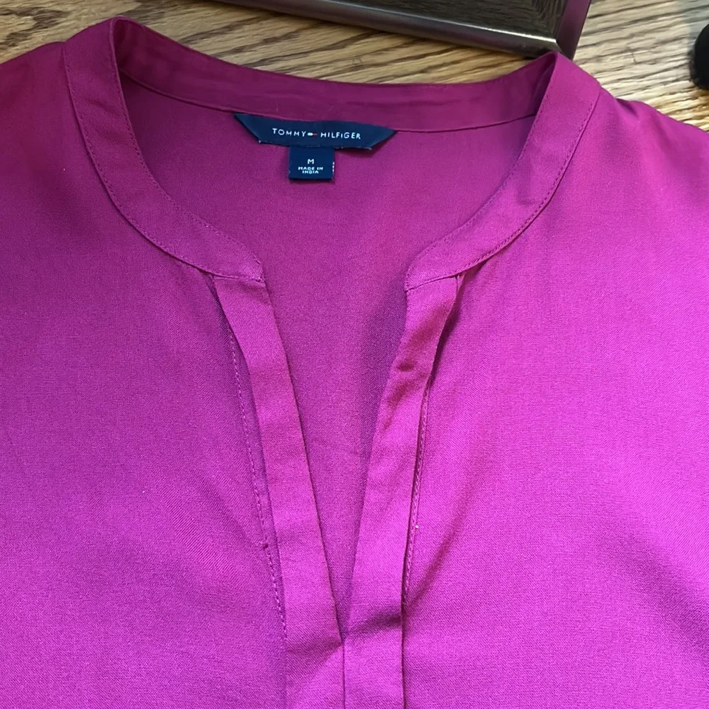 Henry shirt . Red color. Brand Tommy Hilfiger. - Picture 3 of 5